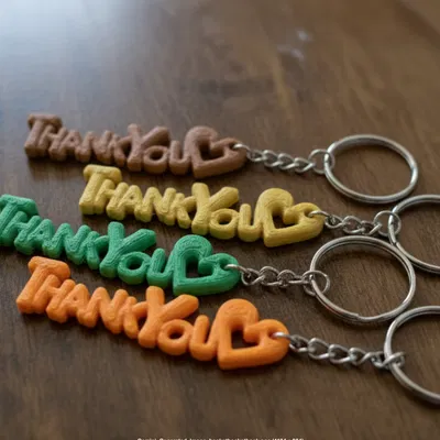 Móc Khóa "Cảm Ơn" Đính Kèm Trái Tim - Lời Tri Ân 3D