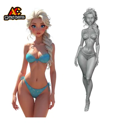 Elsa Bikini Frozen - Mô hình 3D