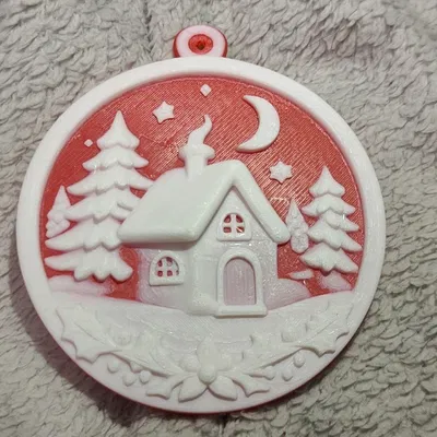 Mô Hình Trang Trí Nhà Tuyết Mùa Đông Cho Cây Thông Noel STL