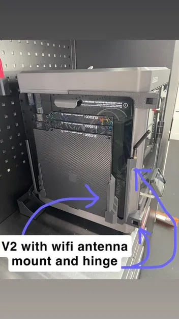 Giá đỡ nắp Carbon Elegoo Centauri và khay (phiên bản 3 và 5 khay). Có tùy chọn bản lề, không bản lề và điểm gắn ăng-ten wifi. - Image 1