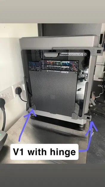 Giá đỡ nắp Carbon Elegoo Centauri và khay (phiên bản 3 và 5 khay). Có tùy chọn bản lề, không bản lề và điểm gắn ăng-ten wifi. - Image 2