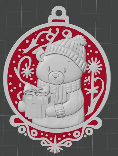Móc Treo Giáng Sinh Hình Gấu Dễ Thương – Trang Trí Lễ Hội In 3D - Image 1