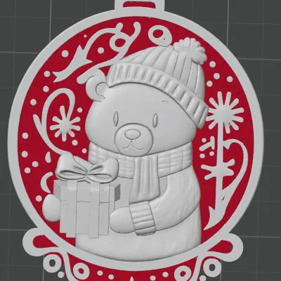 Móc Treo Giáng Sinh Hình Gấu Dễ Thương – Trang Trí Lễ Hội In 3D