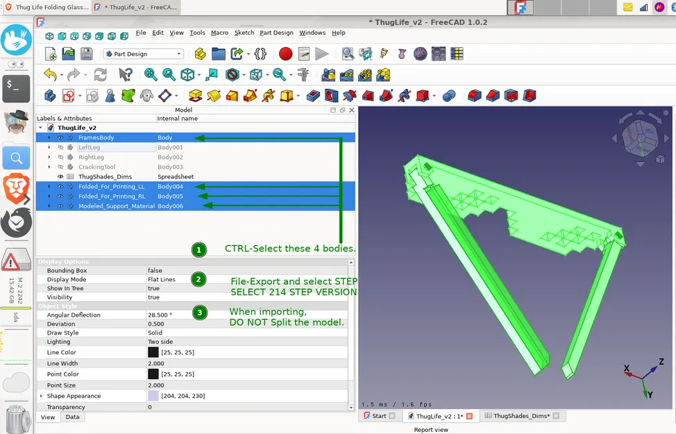 Kính Lẩy Kiểu Thug Life Gấp Gọn In Không Cần Lắp Ráp - FreeCAD - Image 4