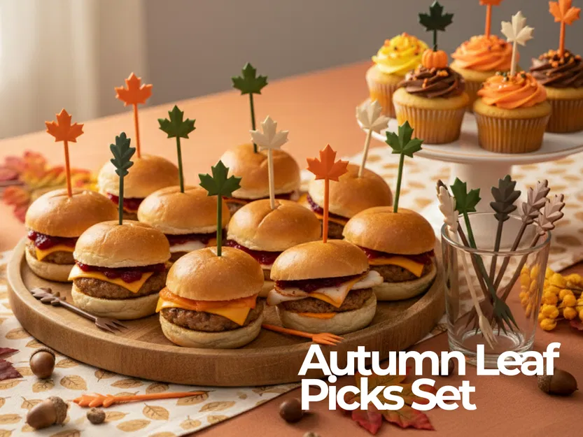 Bộ Xiên Thức Ăn Hình Lá Mùa Thu - Image 1