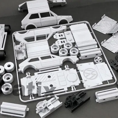 Mô hình Golf GTI mk1 dạng thẻ bài đơn giản