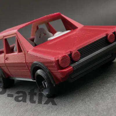 Mô hình Golf GTI mk1 dạng thẻ bài đơn giản