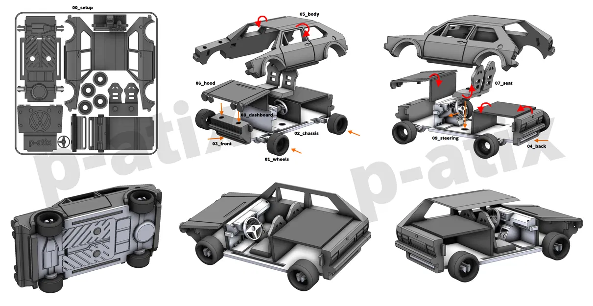 Mô hình Golf GTI mk1 dạng thẻ bài đơn giản - Image 8