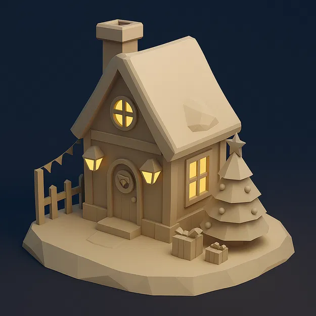 Mô Hình Nhà Giáng Sinh Low Poly - Image 1