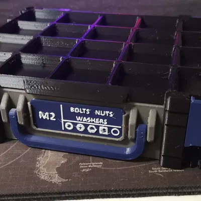 Hộp lưu trữ Gridfinity có bản lề FlipOver (lật nắp lại để tiết kiệm không gian)