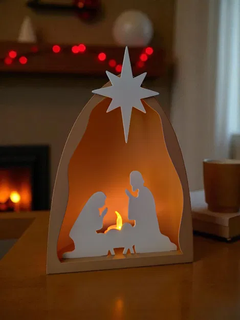 Mô Hình Cảnh Chúa Giáng Sinh Tối Giản Có Vòm Ánh Sáng - Image 1