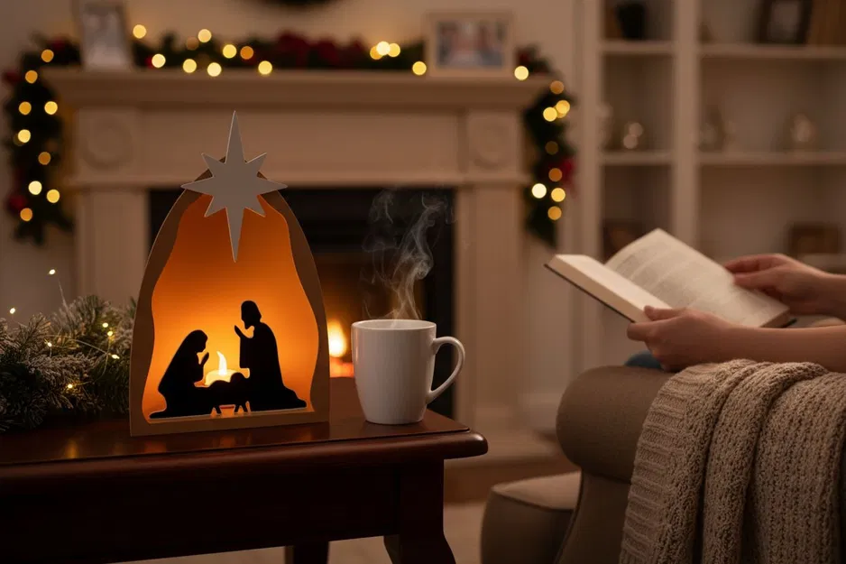 Mô Hình Cảnh Chúa Giáng Sinh Tối Giản Có Vòm Ánh Sáng - Image 3