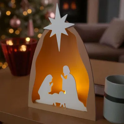 Mô Hình Cảnh Chúa Giáng Sinh Tối Giản Có Vòm Ánh Sáng