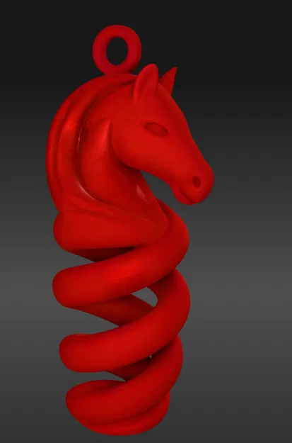 Mặt Dây Chuyền / Móc Khóa Hình Ngựa Xoắn Ốc – Mẫu In 3D Nghệ Thuật - Image 1