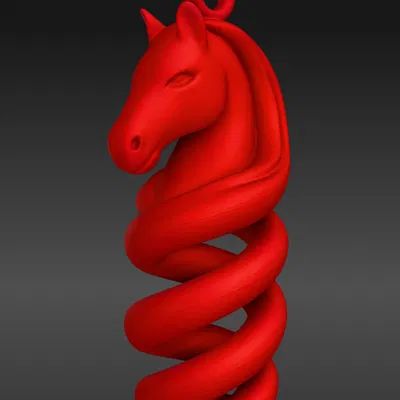 Mặt Dây Chuyền / Móc Khóa Hình Ngựa Xoắn Ốc – Mẫu In 3D Nghệ Thuật
