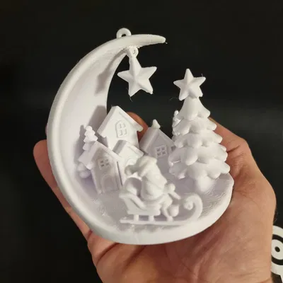 Cảnh Làng Mạc Mùa Đông Của Ông Già Noel - Vật Trang Trí Cây Thông Noel