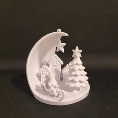 Cảnh Làng Mạc Mùa Đông Của Ông Già Noel - Vật Trang Trí Cây Thông Noel