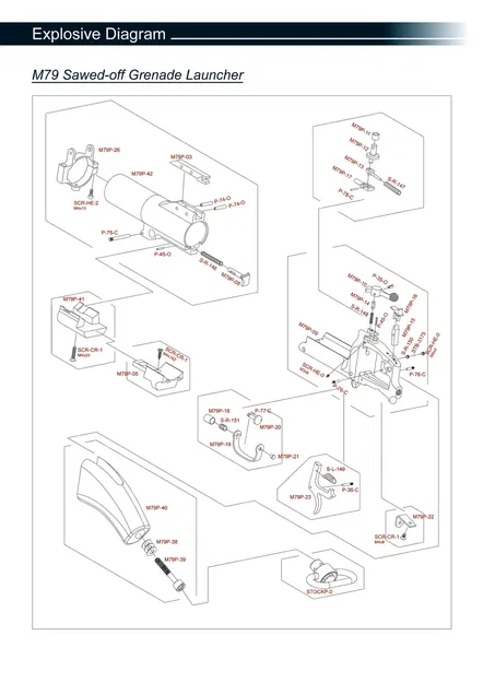 Mô hình súng phóng lựu hơi M79 Airsoft 40mm với ký hiệu KANARR CORP và chi tiết chân thực. - Image 14
