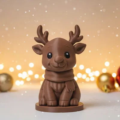 Tượng Tuần Lộc Ngồi Quàng Khăn Ấm Áp Mùa Giáng Sinh