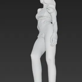 Vợt Casual Woman 3D In Được Hình Nữ Tính Với Quần Jeans Và Áo Crop Top