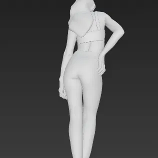 Vợt Casual Woman 3D In Được Hình Nữ Tính Với Quần Jeans Và Áo Crop Top