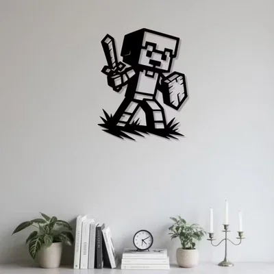 Tranh Dán Tường "Chiến Binh Pixel" Minecraft