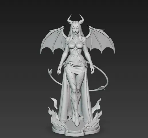 Nữ Hoàng Quỷ - Mô Hình Succubus Fantasy In 3D Có Cánh và Lửa - Image 1