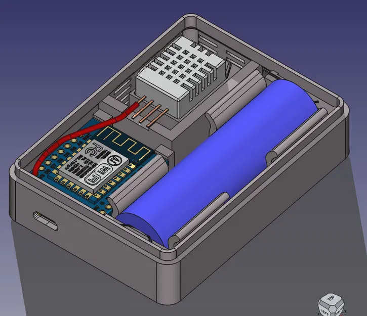 Vỏ Cảm Biến Độ Ẩm (DHT22, Wemos D1 mini) Có Khay Pin - Image 1