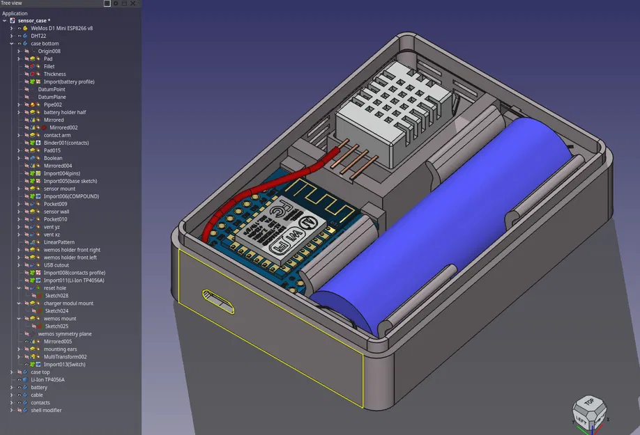 Vỏ Cảm Biến Độ Ẩm (DHT22, Wemos D1 mini) Có Khay Pin - Image 5