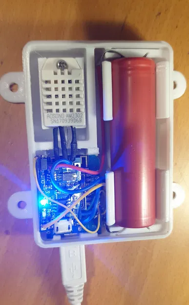 Vỏ Cảm Biến Độ Ẩm (DHT22, Wemos D1 mini) Có Khay Pin - Image 9