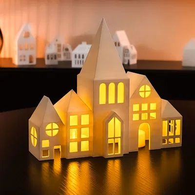 Mô Hình Nhà Giáng Sinh Trang Trí Đèn Tealight