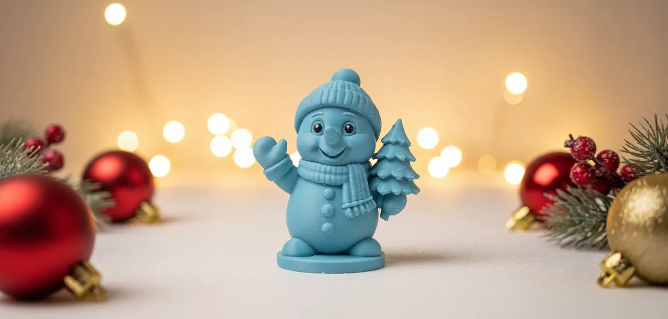 Mẫu Người Tuyết Vẫy Tay Kèm Cây Thông Noel - Image 1