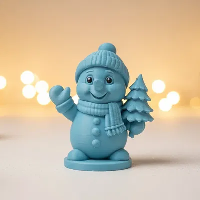 Mẫu Người Tuyết Vẫy Tay Kèm Cây Thông Noel