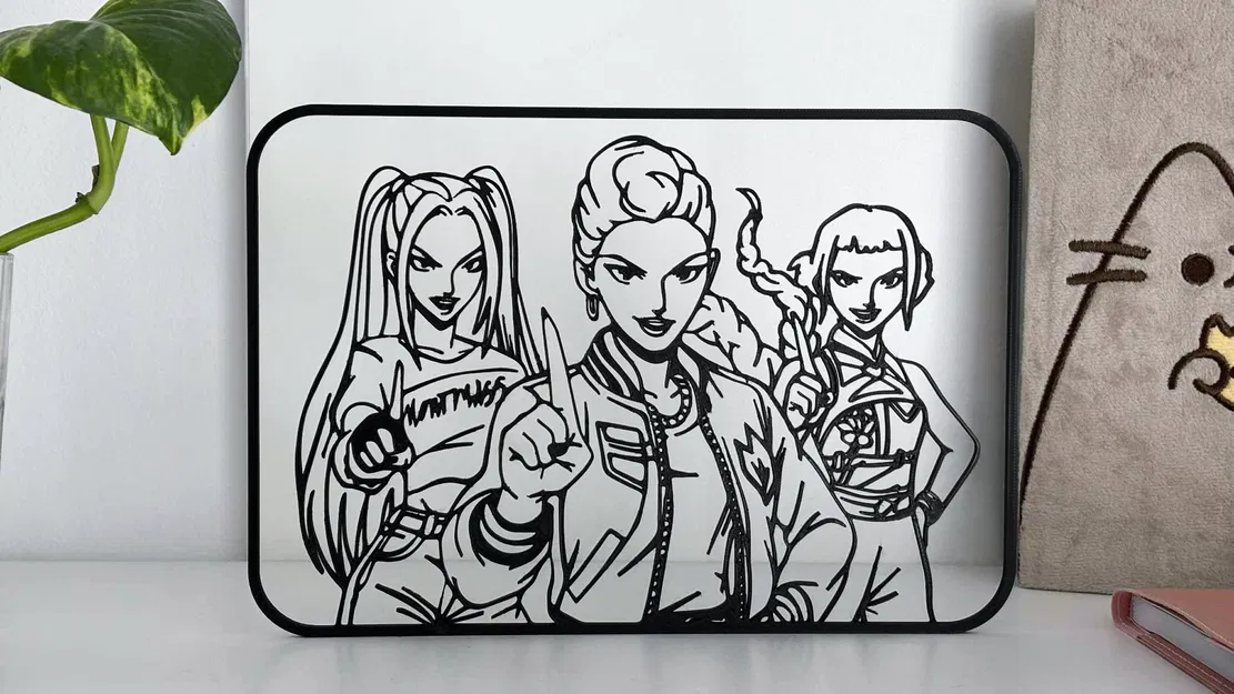 Tranh Line Art K-Pop Demon Hunters Kèm Đế - Image 1