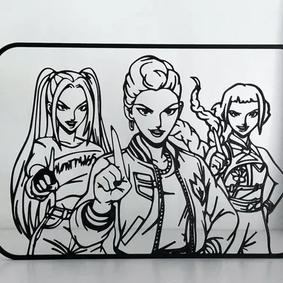 Tranh Line Art K-Pop Demon Hunters Kèm Đế