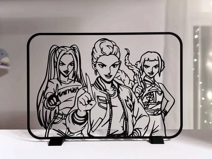 Tranh Line Art K-Pop Demon Hunters Kèm Đế - Image 2