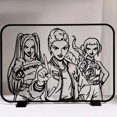 Tranh Line Art K-Pop Demon Hunters Kèm Đế