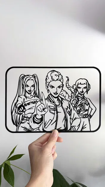 Tranh Line Art K-Pop Demon Hunters Kèm Đế - Image 3