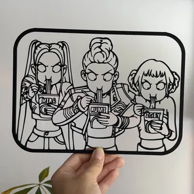 Trang Trí Tường K-Pop Demon Hunters Ăn Mì Ramen