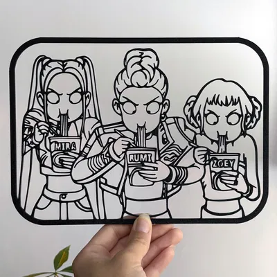 Trang Trí Tường K-Pop Demon Hunters Ăn Mì Ramen