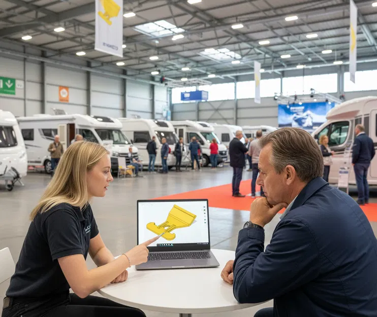 Móc cắm trại (uốn cong và kéo dài) cho thanh ray (Haken für Kederleiste) - Image 1