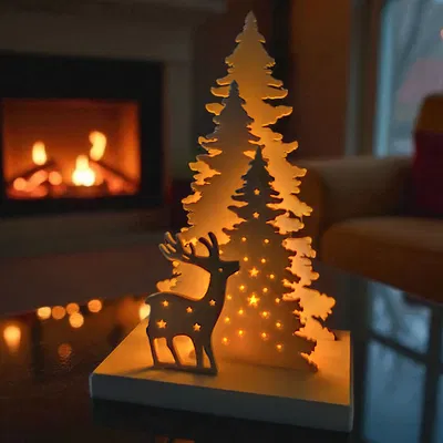 Mô Hình Trang Trí Giáng Sinh Có Chân Nến Đèn LED