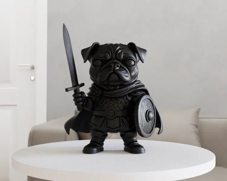 Chó Pug đội kiếm và khiên - Image 1