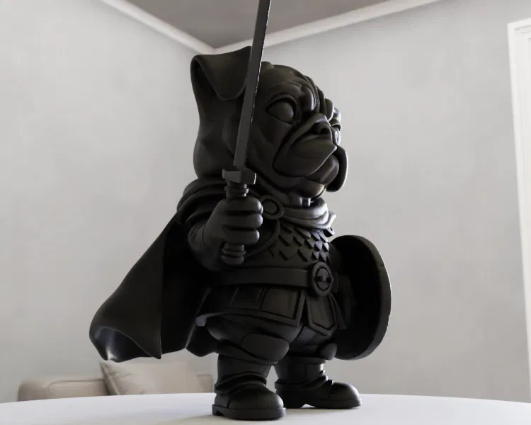 Chó Pug đội kiếm và khiên - Image 4