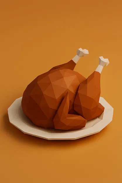 Mô Hình 3D Gà Tây Lễ Tạ Ơn Phong Cách Low Poly - Image 1