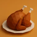 Mô Hình 3D Gà Tây Lễ Tạ Ơn Phong Cách Low Poly - Thumbnail 1