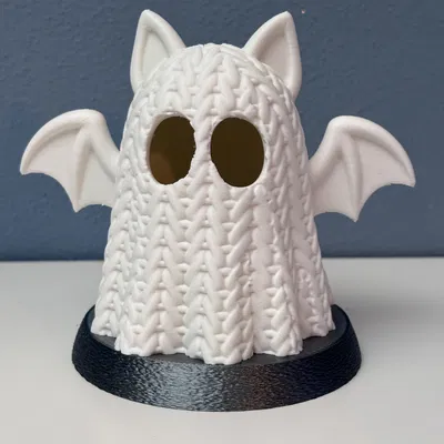 Giá Đỡ Nến LED Ma Sò Len "Spooky Knit Ghost" Cho Halloween