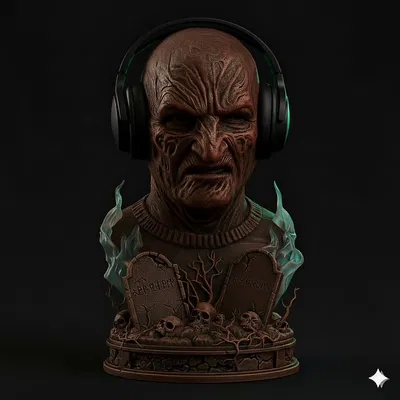 Tượng Bán Thân Chế Độ Kép "Ác Mộng" (Lấy Cảm Hứng Từ Freddy Krueger) & Giá Đỡ Tai Nghe