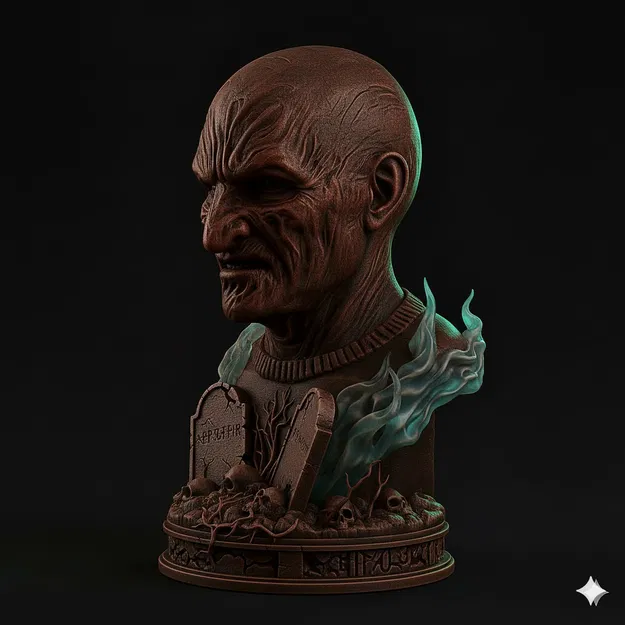 Tượng Bán Thân Chế Độ Kép "Ác Mộng" (Lấy Cảm Hứng Từ Freddy Krueger) & Giá Đỡ Tai Nghe - Image 3