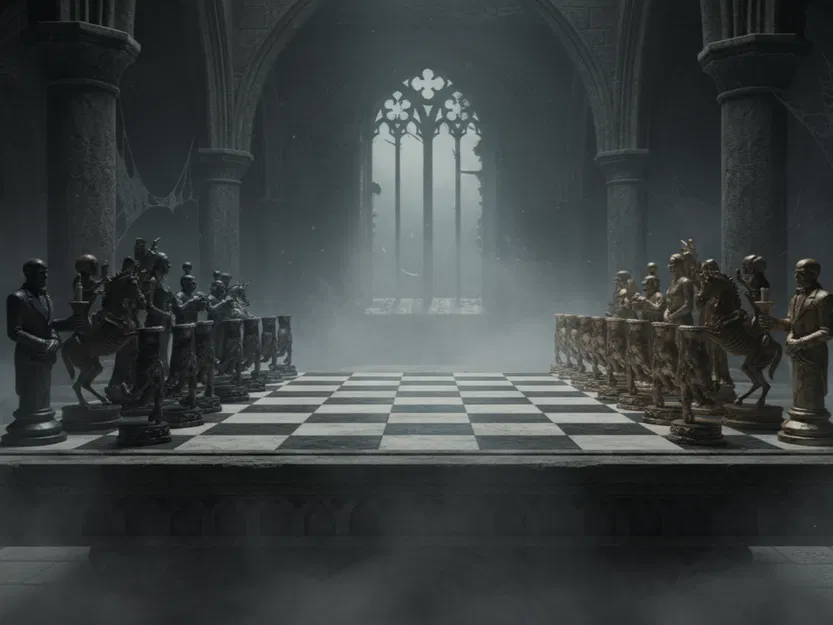 Bộ Cờ Vua Gia Đình Addams - Quân Cờ Gothic - Image 1